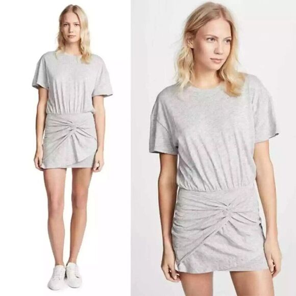 I. R. O. IRO Brelbloa Light gray short sleeve twist front bodycon shirt dress M - Picture 1 of 5